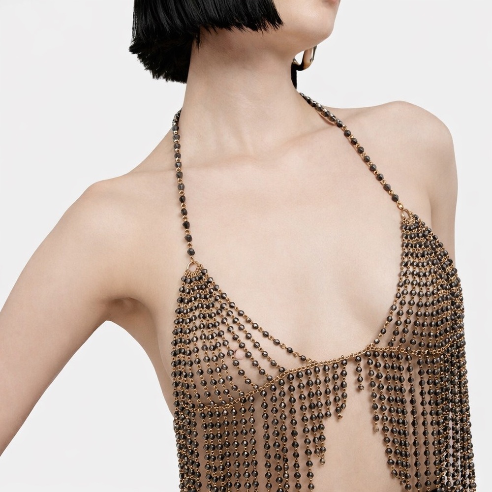 NWT MASSIMO DUTTI Chain Top With Beads